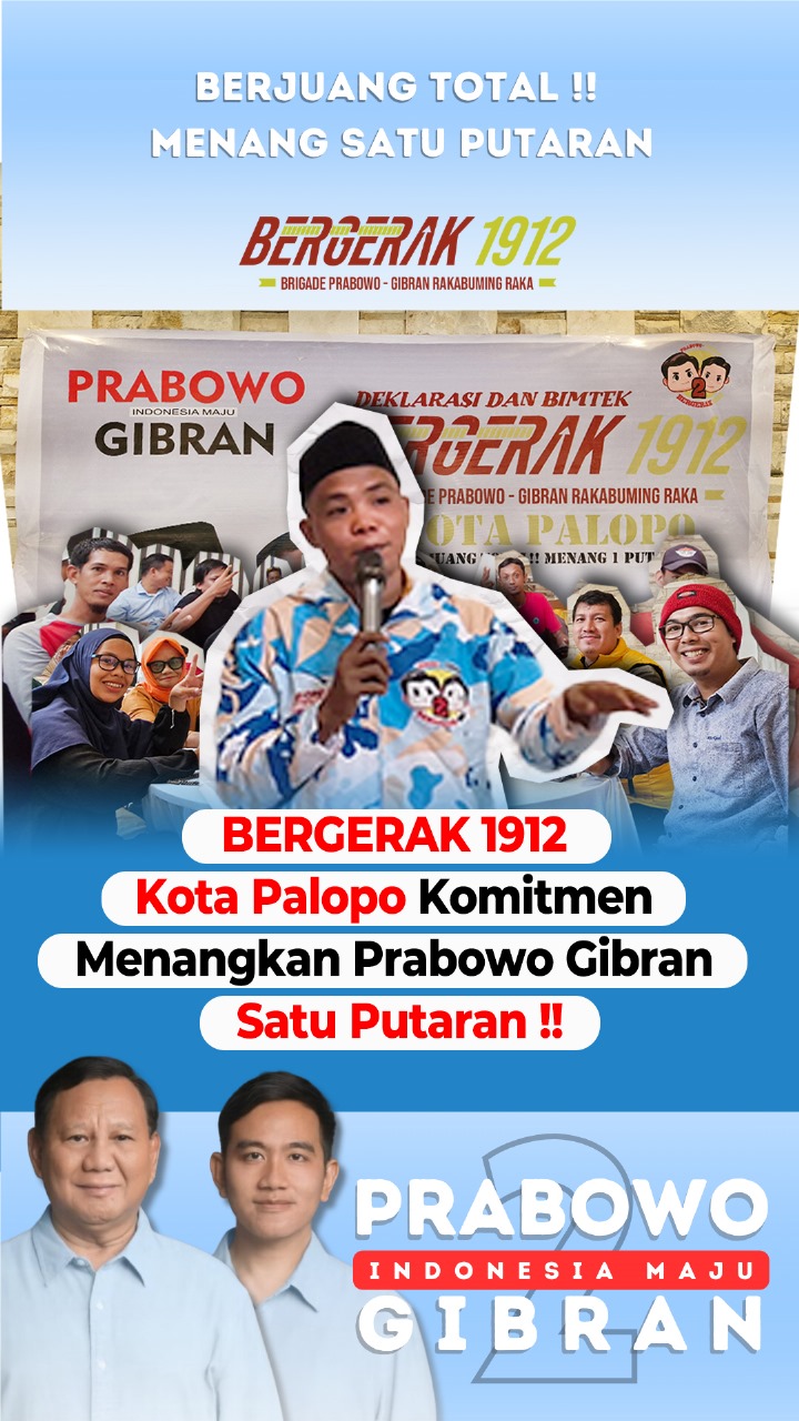 Optimistis Menang Satu Putaran, Relawan Bergerak 1912 Sebut Palopo Lumbung Suara Prabowo-Gibran