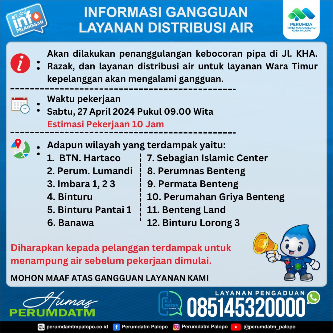 Perbaiki Pipa Bocor, Perumda-TM Imbau Warga Tampung Air