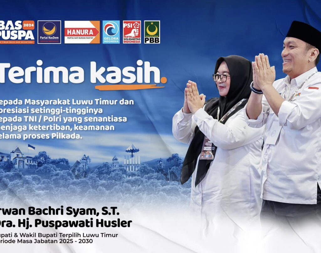 KPU Tetapkan IBAS-Puspa Sebagai Bupati dan Wakil Bupati Lutim 2025-2030