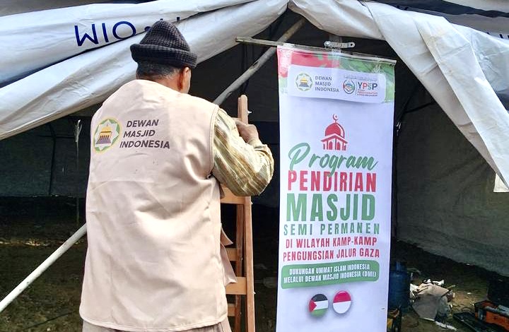 DMI Selesaikan Pembangunan Masjid Semi Permanen Kedua di Jalur Gaza