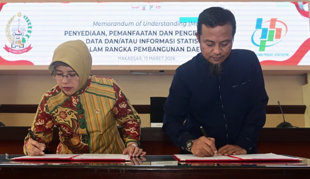 Penguatan Data Pembangunan, Pemprov Sulsel Teken MoU dengan BPS RI