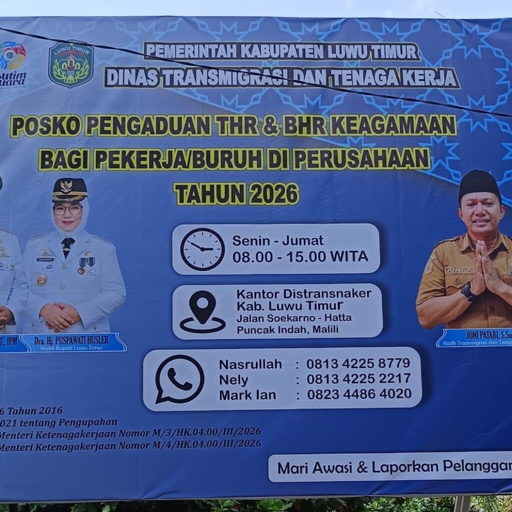 Pastikan THR Dibayar Tepat Waktu, Pemkab Luwu Timur Bentuk Posko Pengaduan