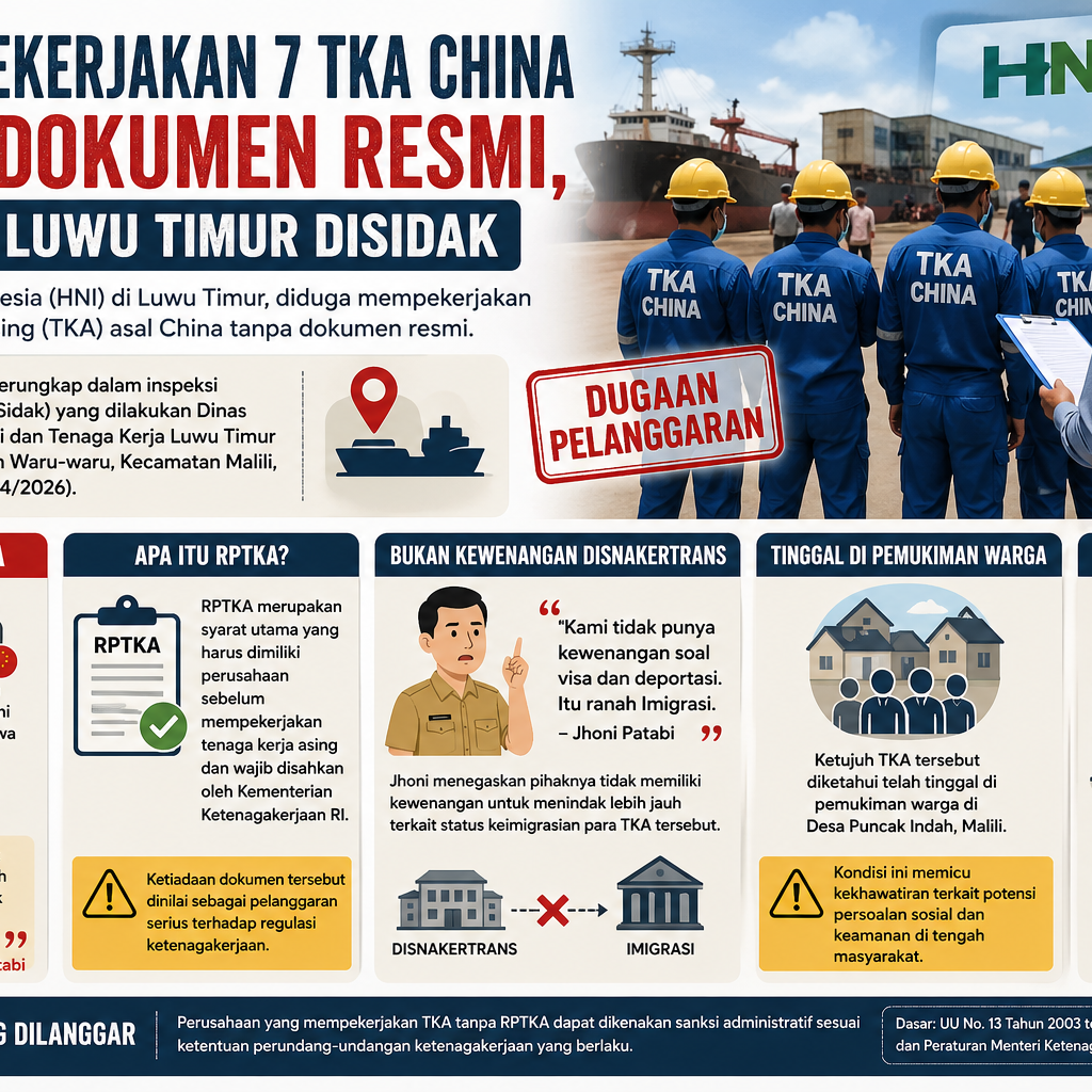 PT. HNI di Lutim Diduga Pekerjakan TKA Tanpa Dokumen Resmi