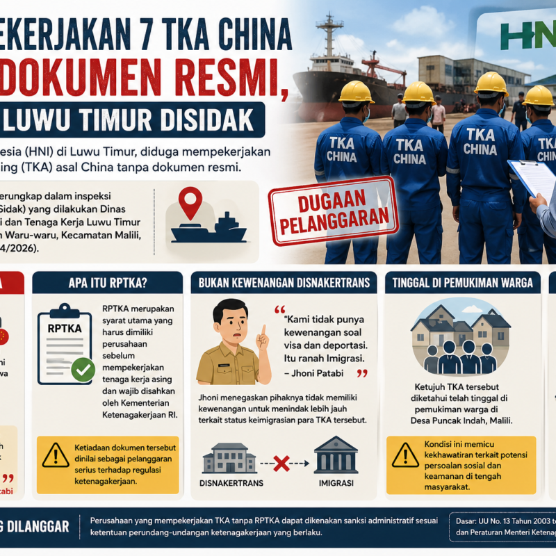 PT. HNI di Lutim Diduga Pekerjakan TKA Tanpa Dokumen Resmi