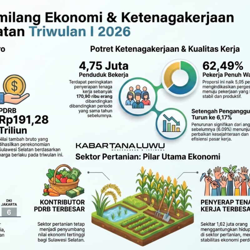 Ekonomi Sulsel Tumbuh 6,88 Persen, Masuk 6 Besar Nasional dan Serap 170 Ribu Pekerja