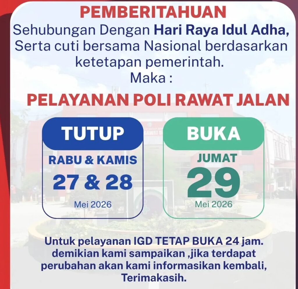 Cuti Lebaran Idul Adha, Layanan Rawat Jalan RSUD Sawerigading Tutup Sementara Cuti Lebaran Idul Adha, Layanan Rawat Jalan RSUD Sawerigading Tutup Sementara