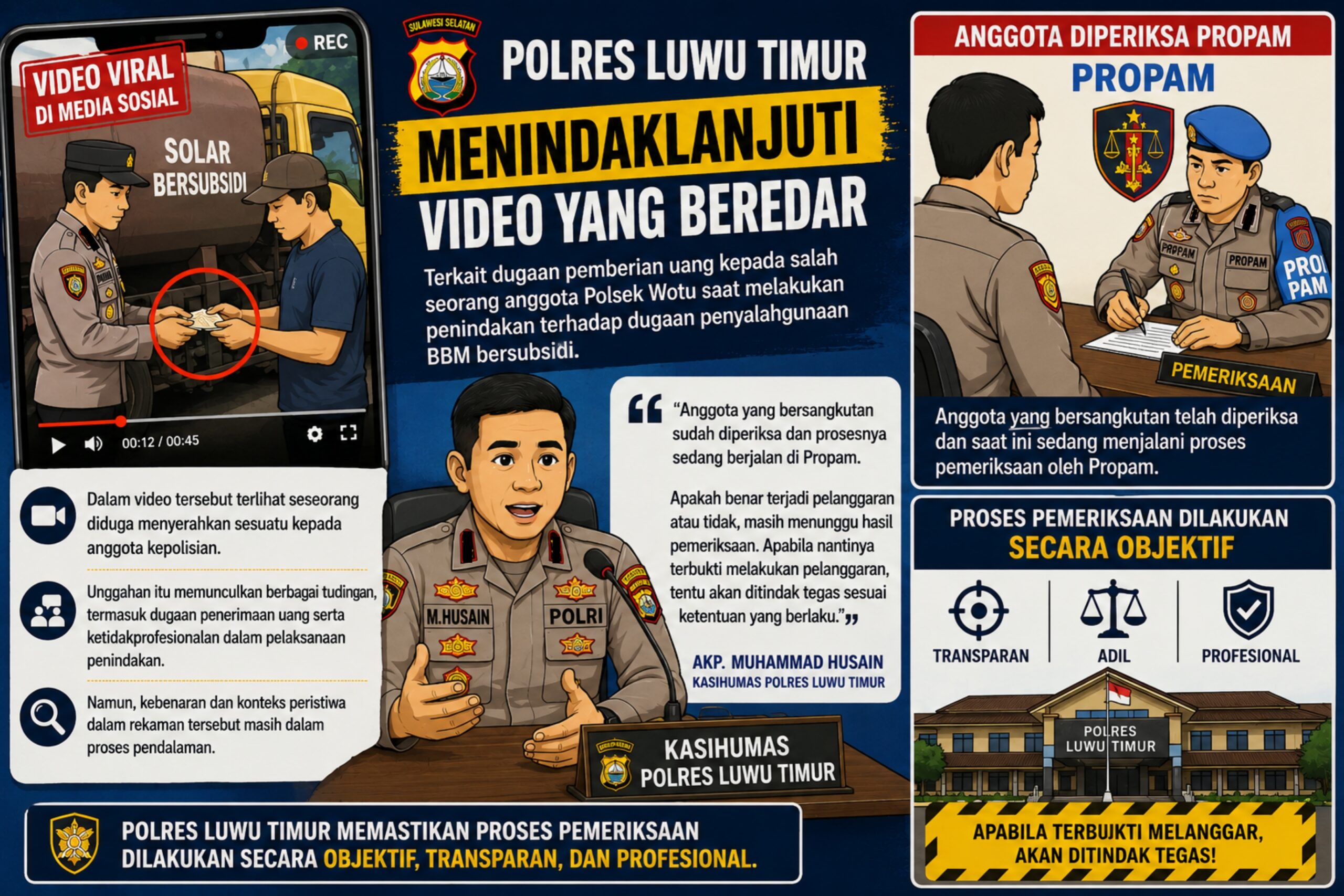 Polres Lutim Periksa Anggota Polsek Wotu Terkait Video Dugaan Penerimaan Uang